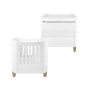Gaia Baby Serena Mini Cot and Dresser Set - White / Natural