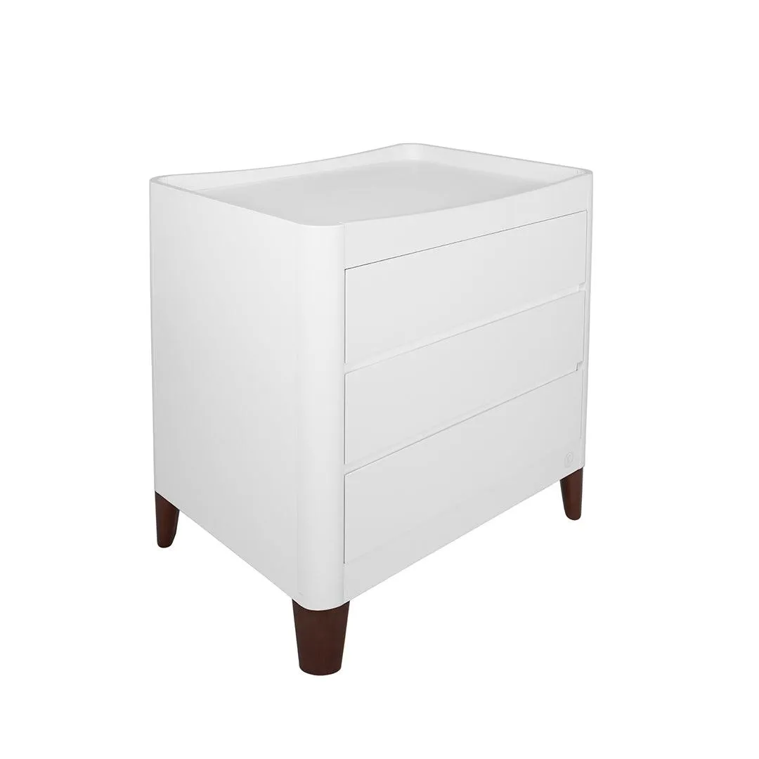 Gaia Baby Serena Mini Cot   Bedside Crib Set (Incl Bedside mattress) Mini Cot and Dresser - White / Walnut