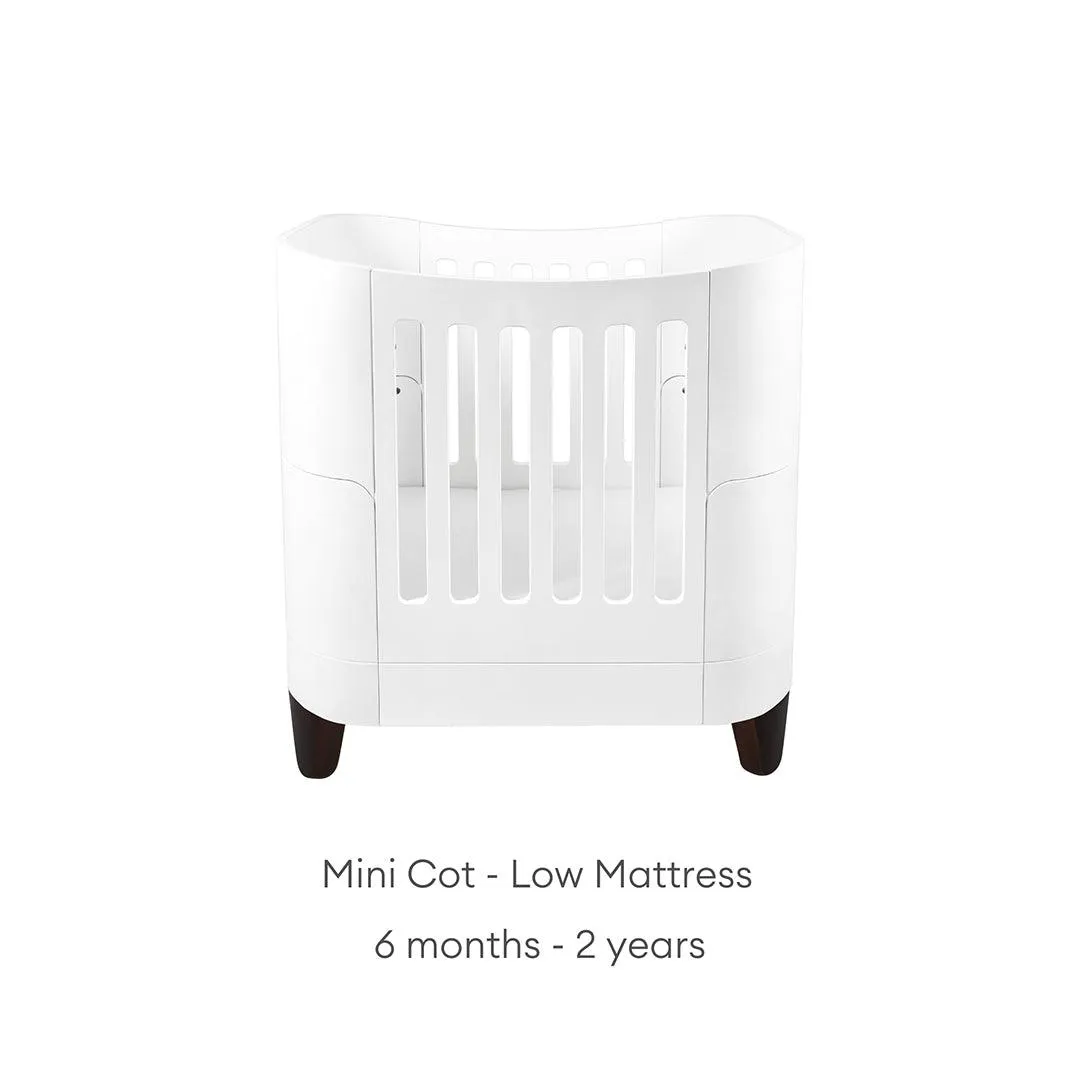 Gaia Baby Serena Mini Cot   Bedside Crib Set (Incl Bedside mattress) Mini Cot and Dresser - White / Walnut