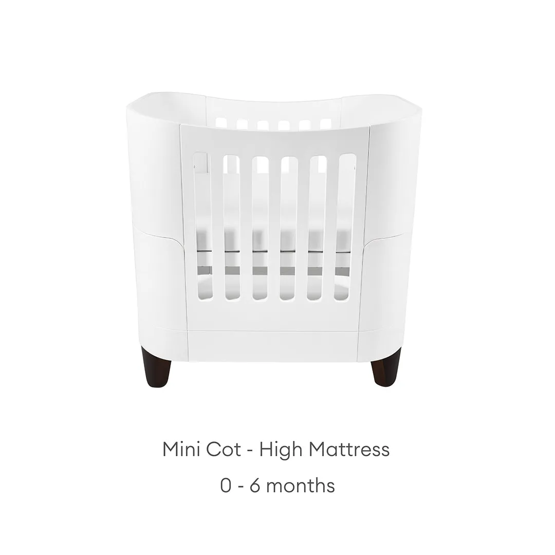 Gaia Baby Serena Mini Cot   Bedside Crib Set (Incl Bedside mattress) Mini Cot and Dresser - White / Walnut