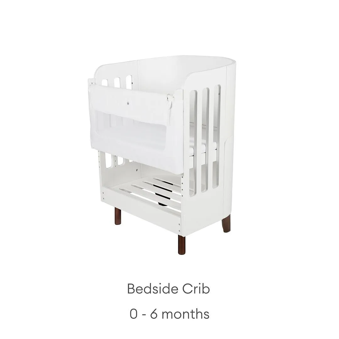 Gaia Baby Serena Mini Cot   Bedside Crib Set (Incl Bedside mattress) Mini Cot and Dresser - White / Walnut