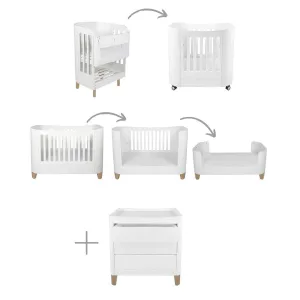 Gaia Baby Serena "All-In-One" and Dresser Set Bundle  - White / Natural