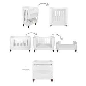 Gaia Baby Serena "All-In-One" and Dresser Set - White / Walnut