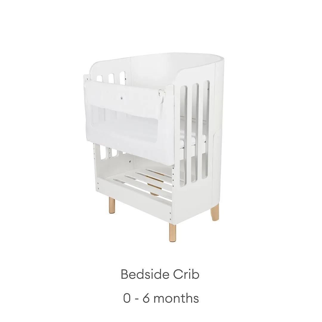 Gaia Baby Serena "All-In-One"  Includes Bedside (Incl Bedside mattress), Mini Cot & Cot Bed - White / Natural