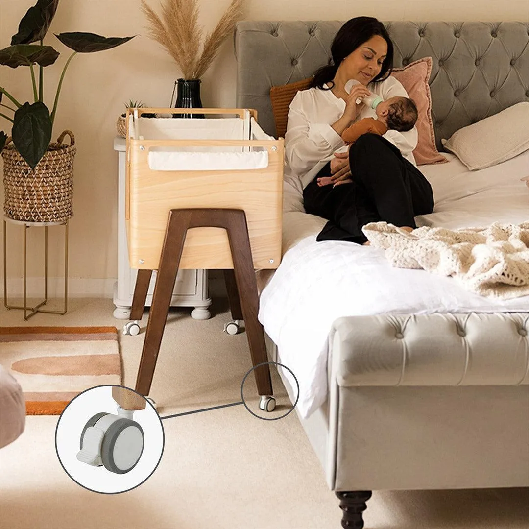 Gaia Hera Bedside Crib - Natural/Walnut