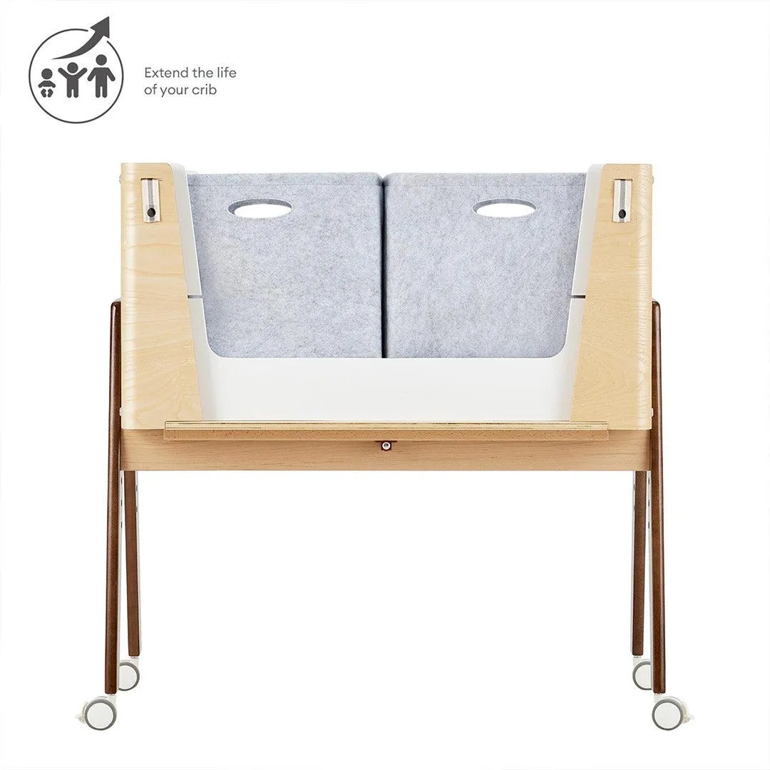 Gaia Hera Bedside Crib - Natural/Walnut