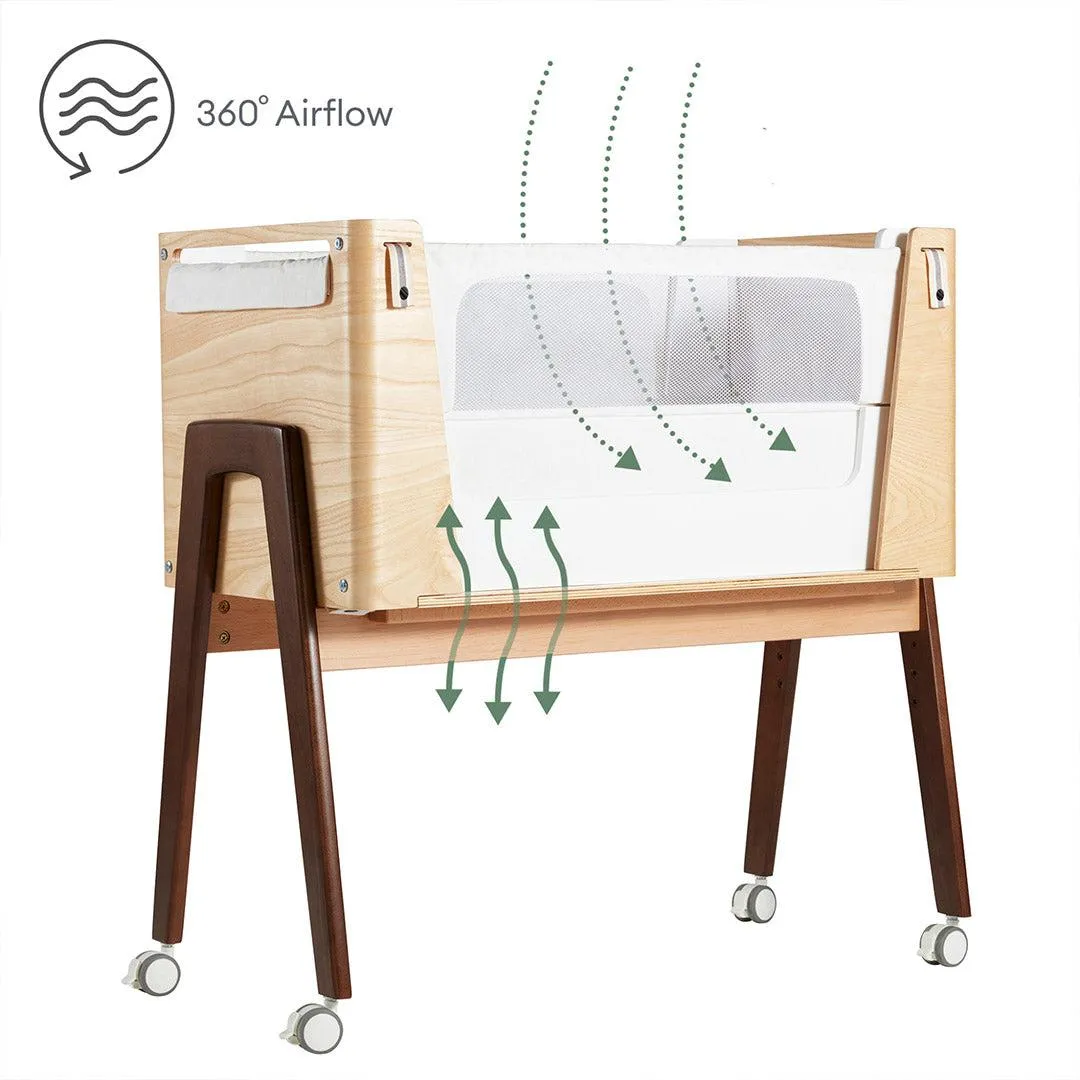 Gaia Hera Bedside Crib - Natural/Walnut