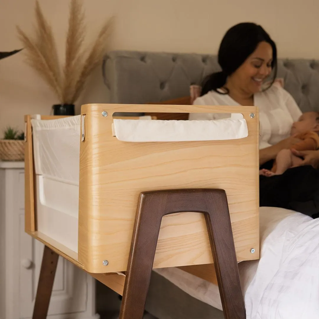Gaia Hera Bedside Crib - Natural/Walnut