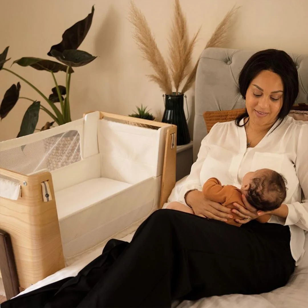 Gaia Hera Bedside Crib - Natural/Walnut