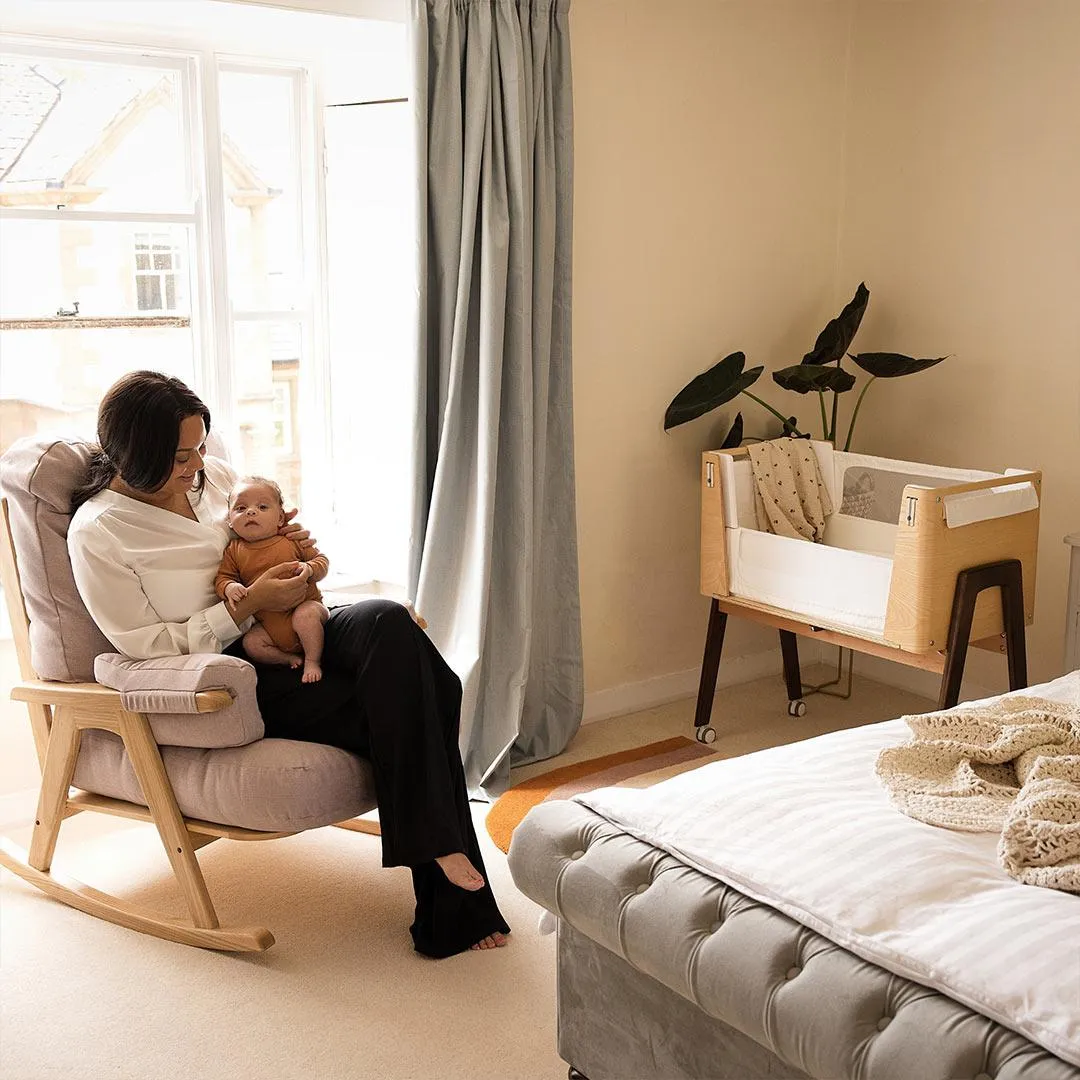 Gaia Hera Bedside Crib - Natural/Walnut