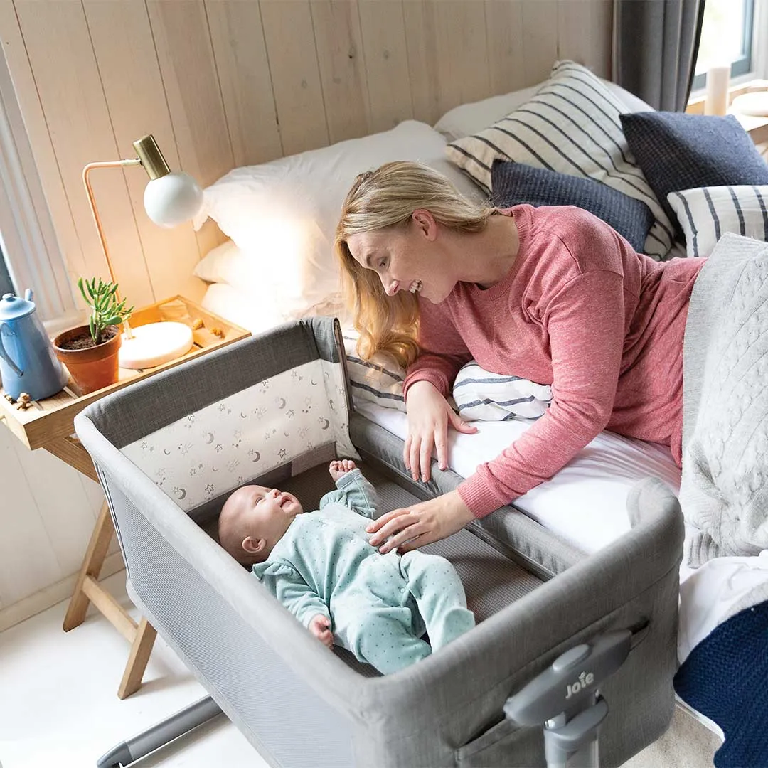 Joie Roomie Glide Side Sleeping Crib - Foggy Grey