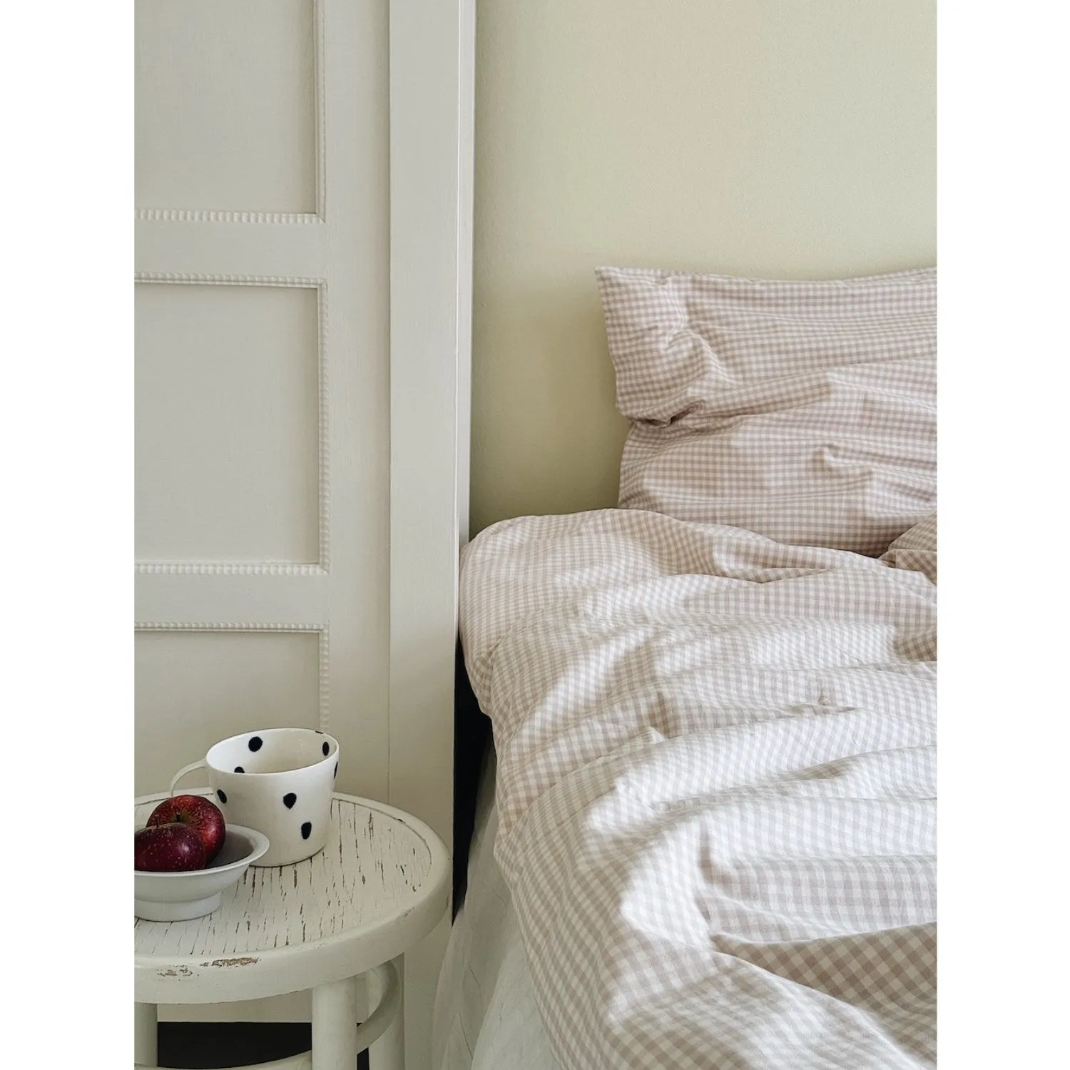 Lalaby Beige Gingham Classic Full Size Bedding