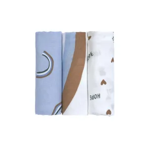 Lassig Heavenly Soft Swaddles - Happy Rascals - Sky Blue - Smiley
