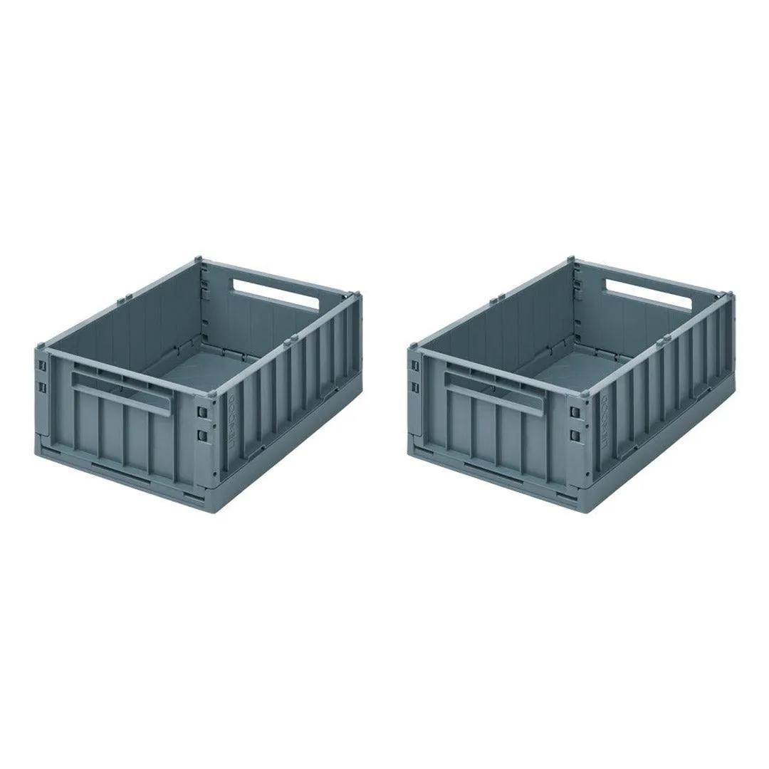 Liewood Weston Storage Boxes - Whale Blue - Medium - 2 Pack
