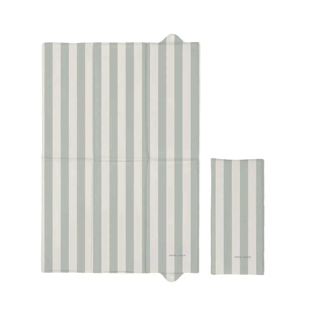 Mama Shack Foldable Travel Mat - Candy Stripe - Sage
