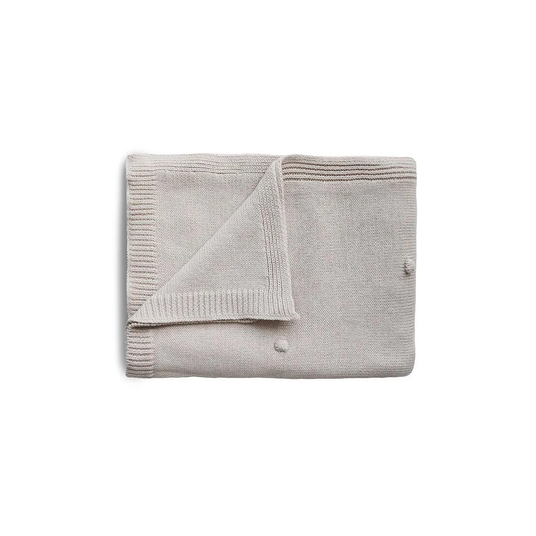 Mushie Knitted Baby Blanket - Textured Dots/Off-White Melange