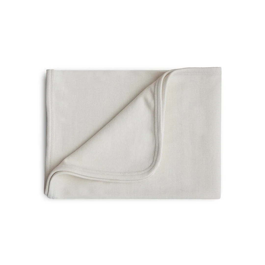 Mushie Ribbed Baby Blanket  - Ivory