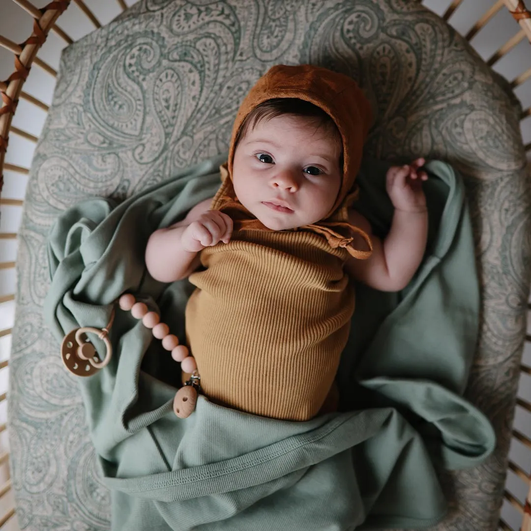 Mushie Ribbed Baby Blanket  - Roman Green