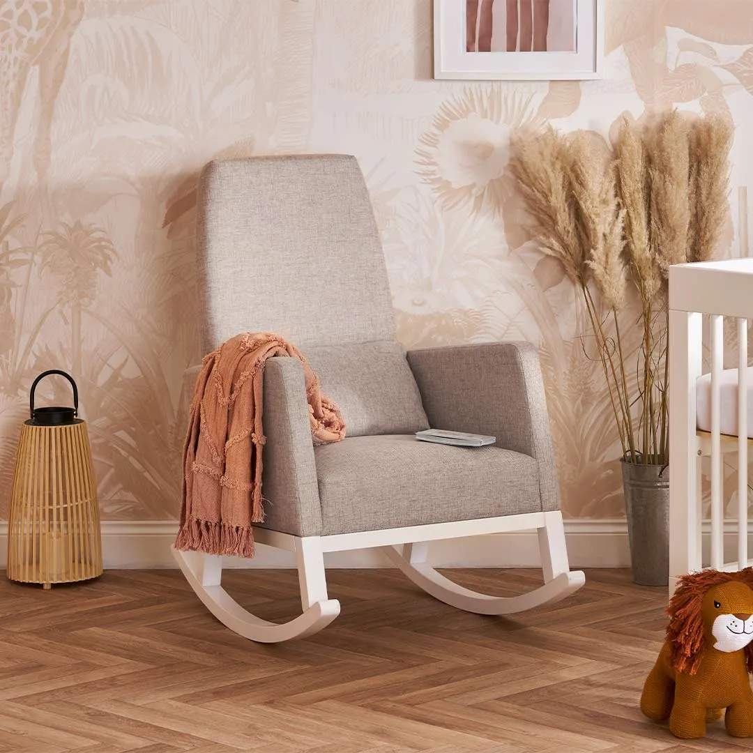 Obaby High Back Rocking Chair - White/Stone