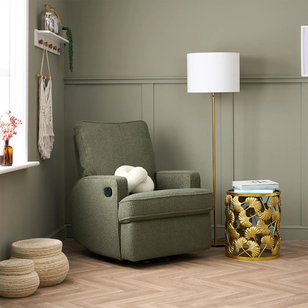 Obaby Madison Manual Recliner Chair - Teddy Fabric Olive