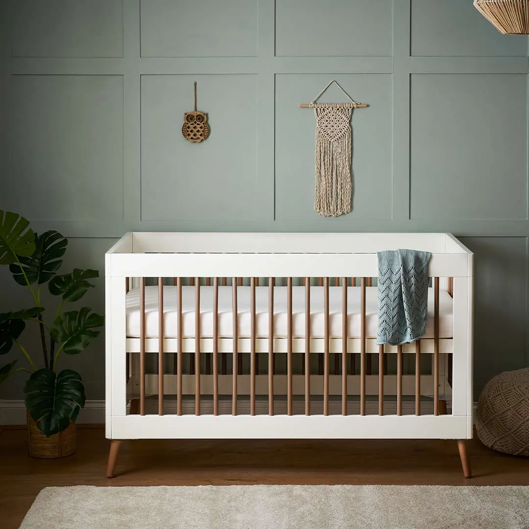 Obaby Maya Cot Bed - White   Natural