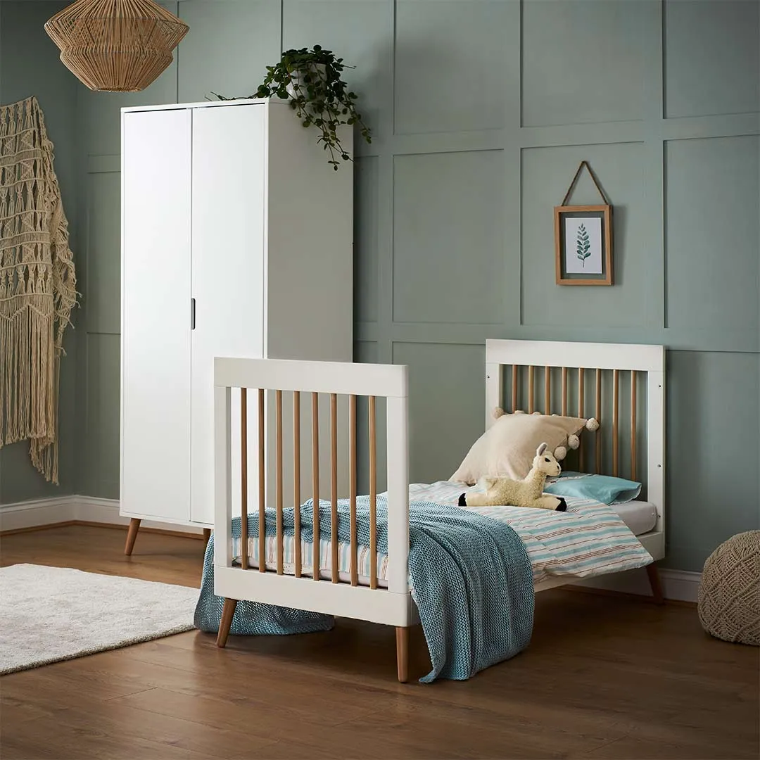 Obaby Maya Cot Bed - White   Natural