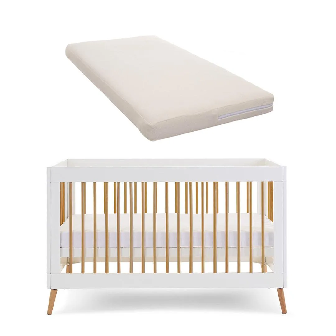 Obaby Maya Cot Bed - White   Natural