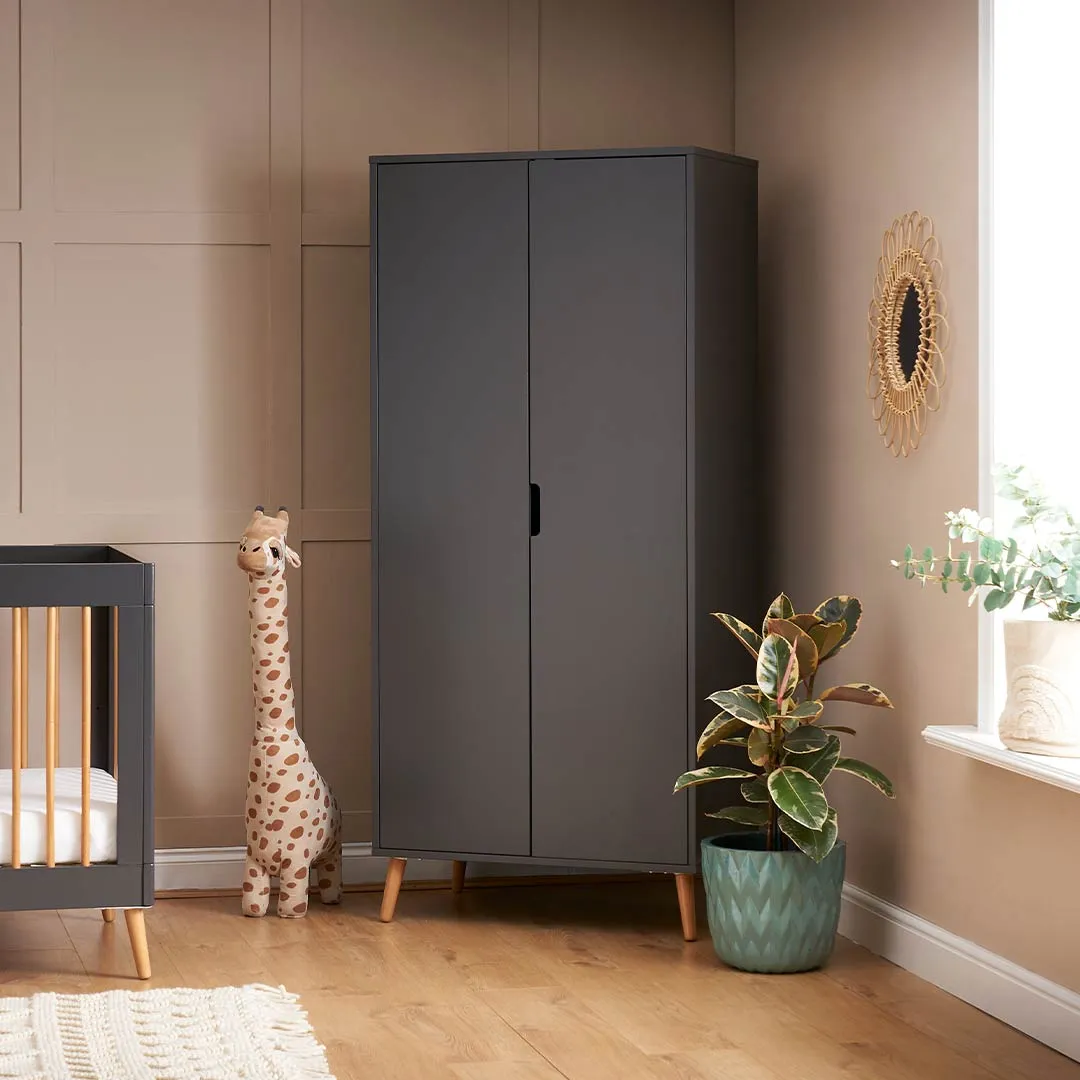 Obaby Maya Double Wardrobe - Slate   Natural