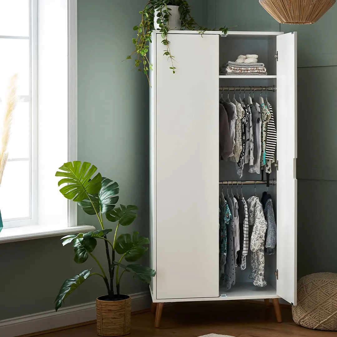 Obaby Maya Double Wardrobe - White   Natural