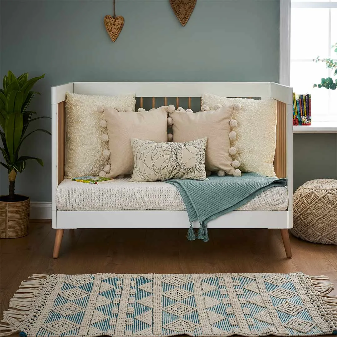 Obaby Maya Mini Cot Bed - White   Natural