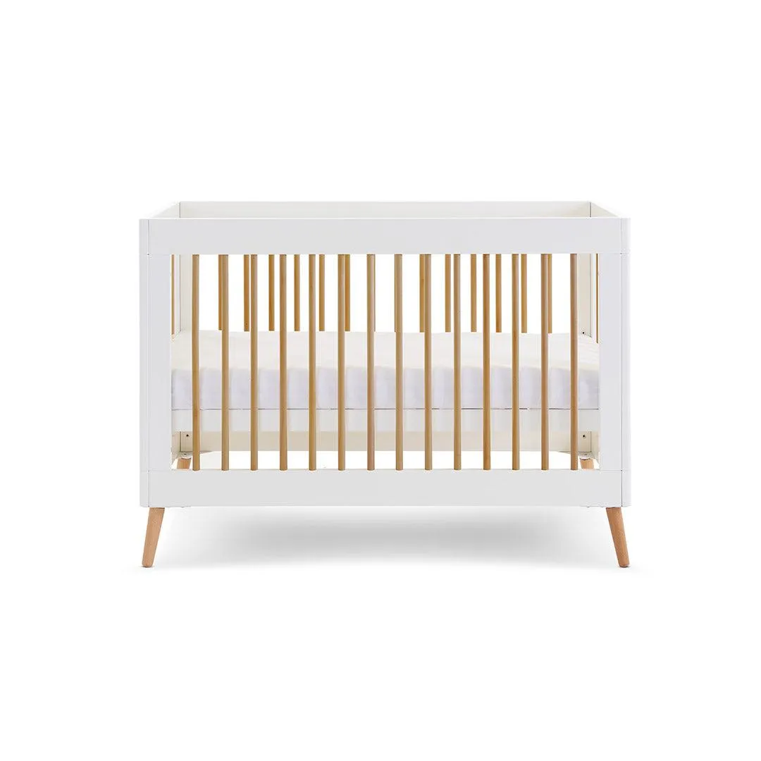 Obaby Maya Mini Cot Bed - White   Natural