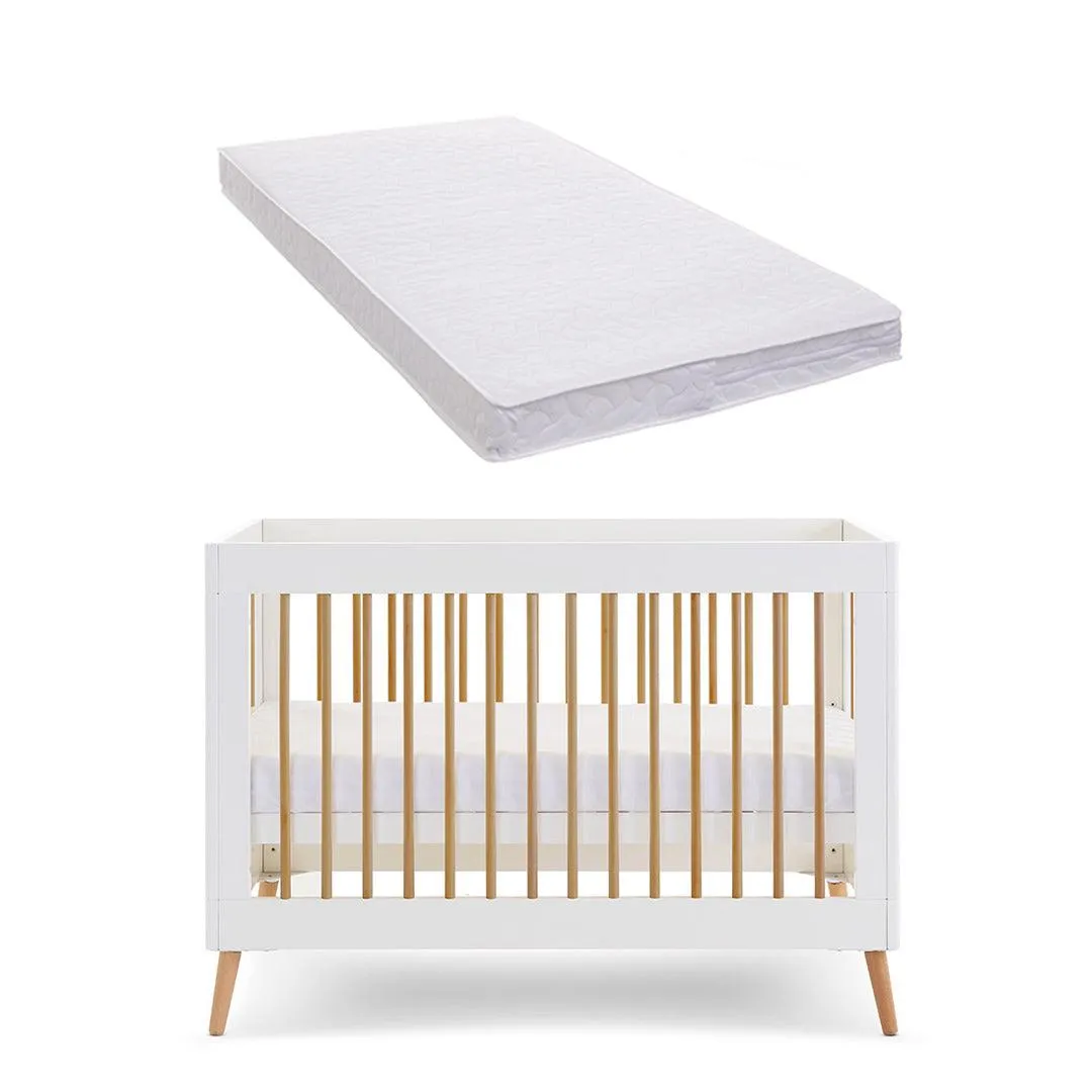 Obaby Maya Mini Cot Bed - White   Natural