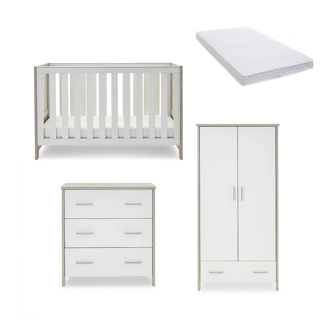 Obaby Nika 3 Piece Room Set - Grey Wash   White