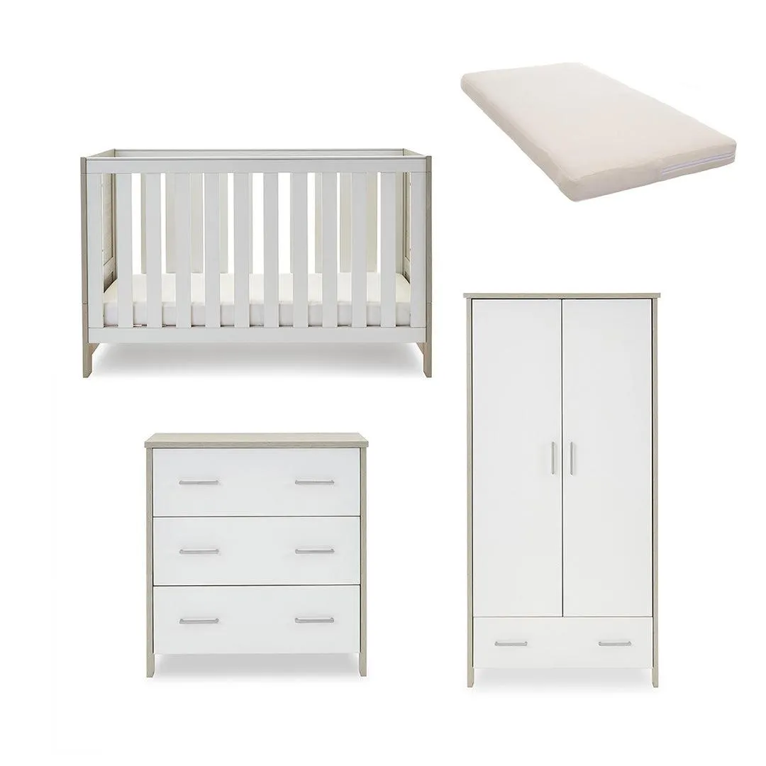 Obaby Nika 3 Piece Room Set - Grey Wash   White