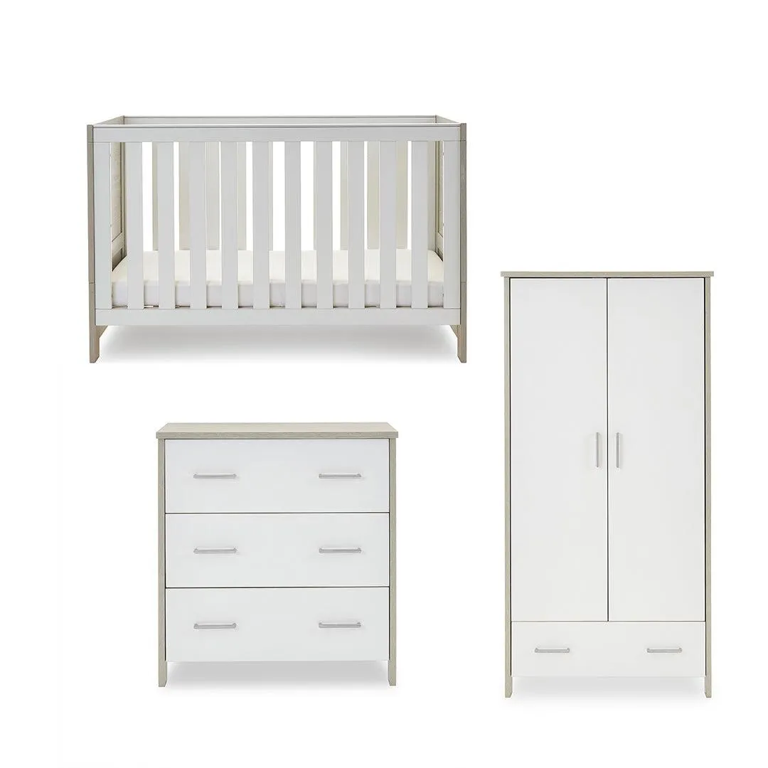 Obaby Nika 3 Piece Room Set - Grey Wash   White