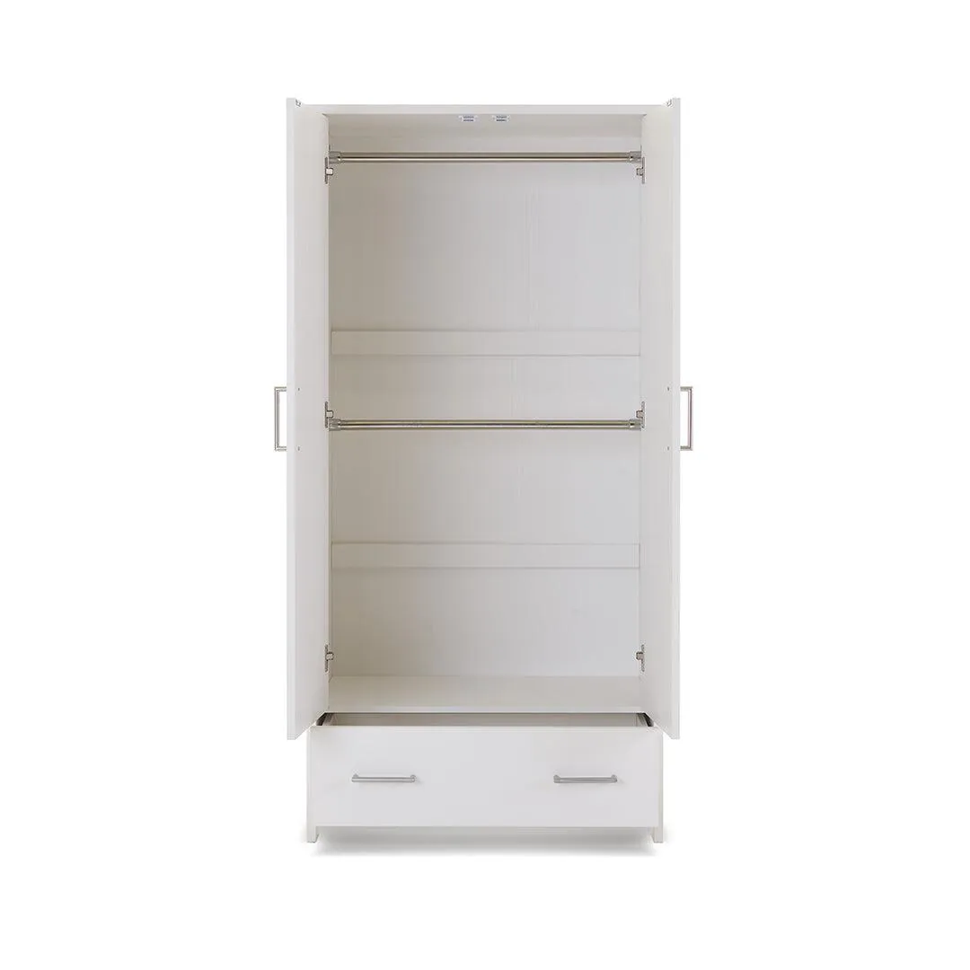 Obaby Nika Double Wardrobe - White Wash