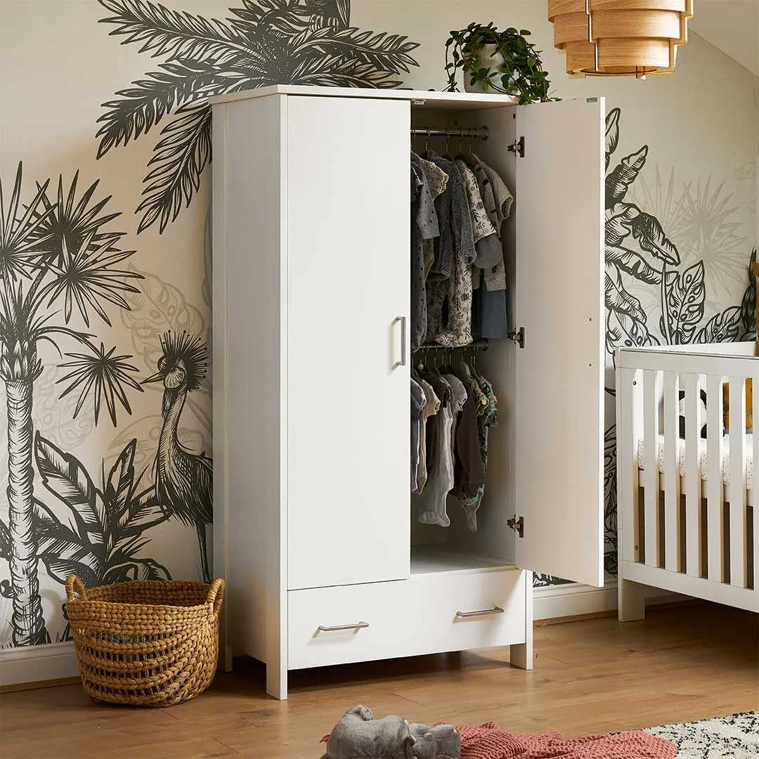 Obaby Nika Double Wardrobe - White Wash