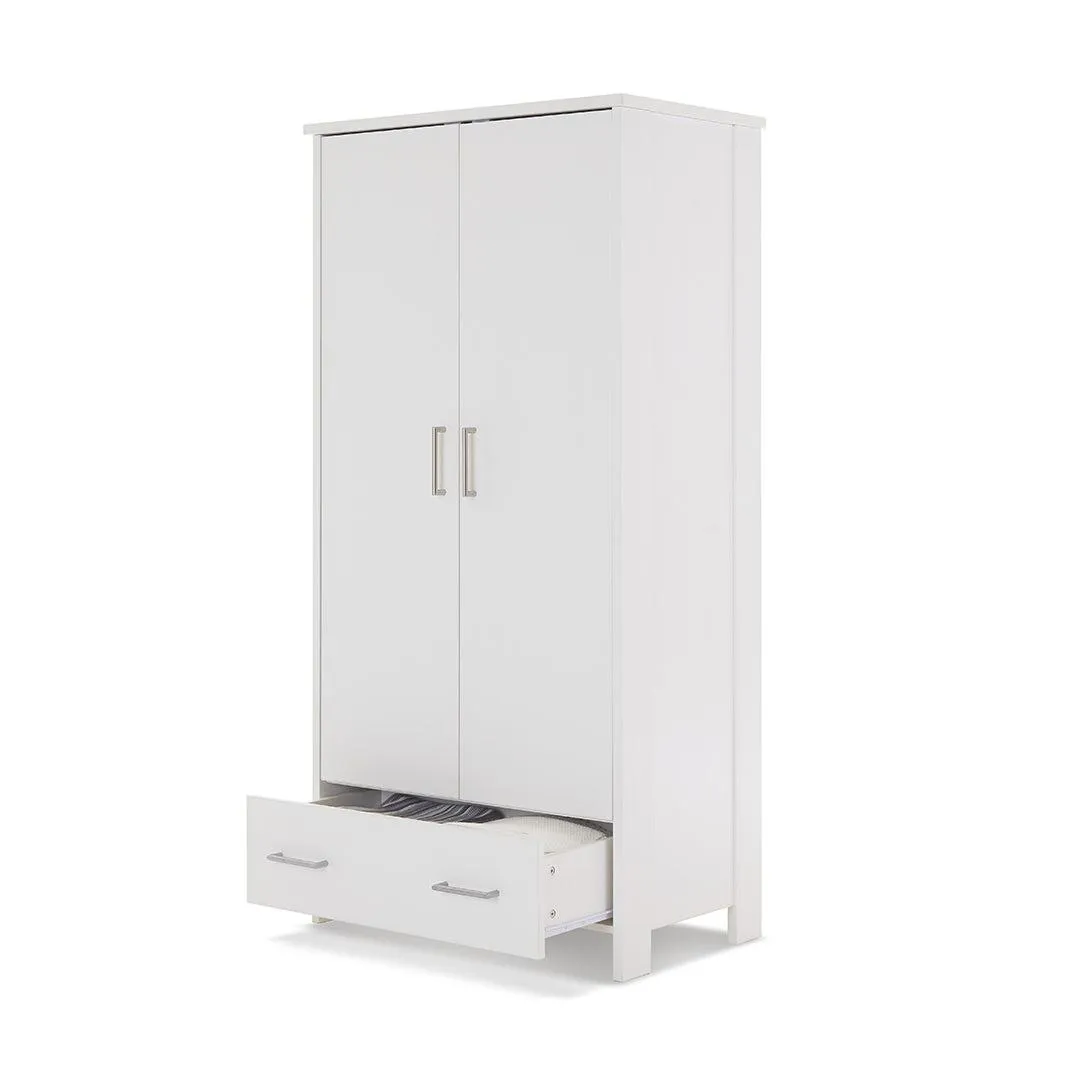 Obaby Nika Double Wardrobe - White Wash