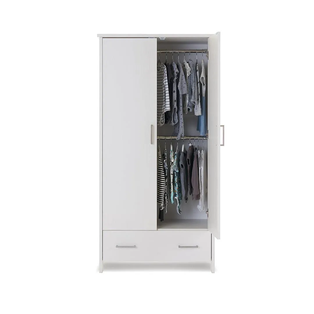 Obaby Nika Double Wardrobe - White Wash
