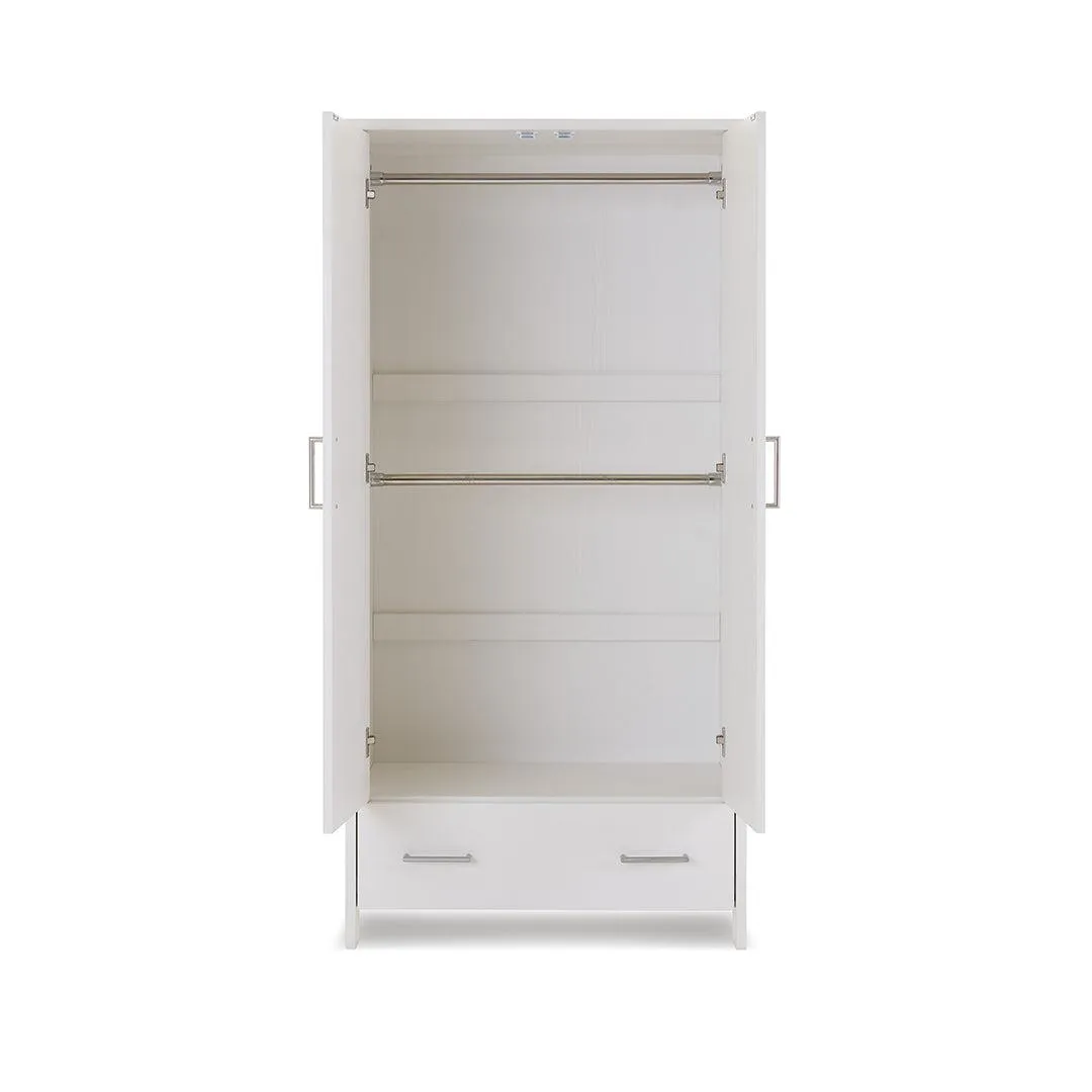Obaby Nika Double Wardrobe - White Wash