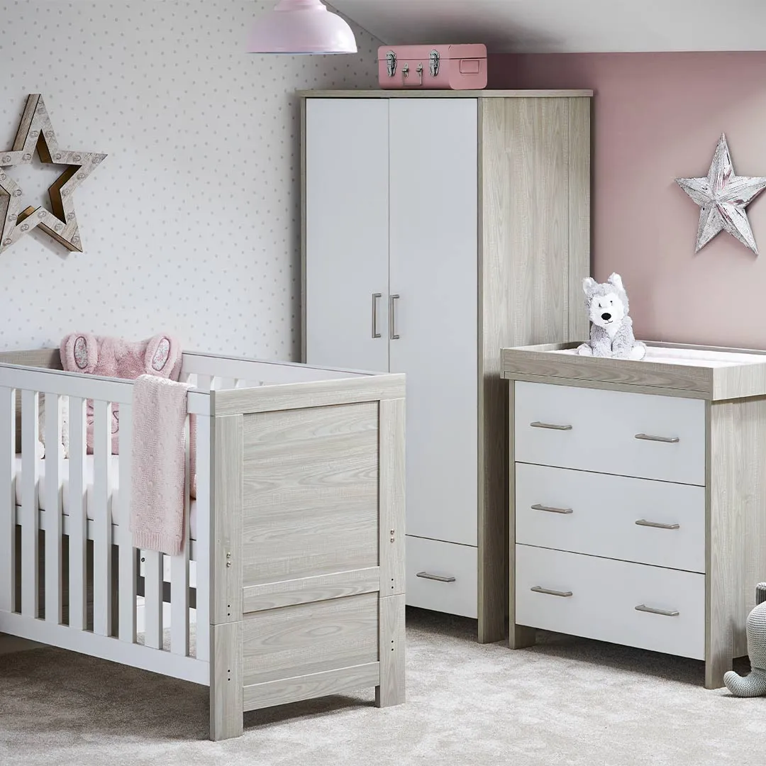 Obaby Nika Mini 3 Piece Room Set - Grey Wash   White