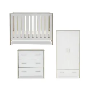 Obaby Nika Mini 3 Piece Room Set - Grey Wash   White