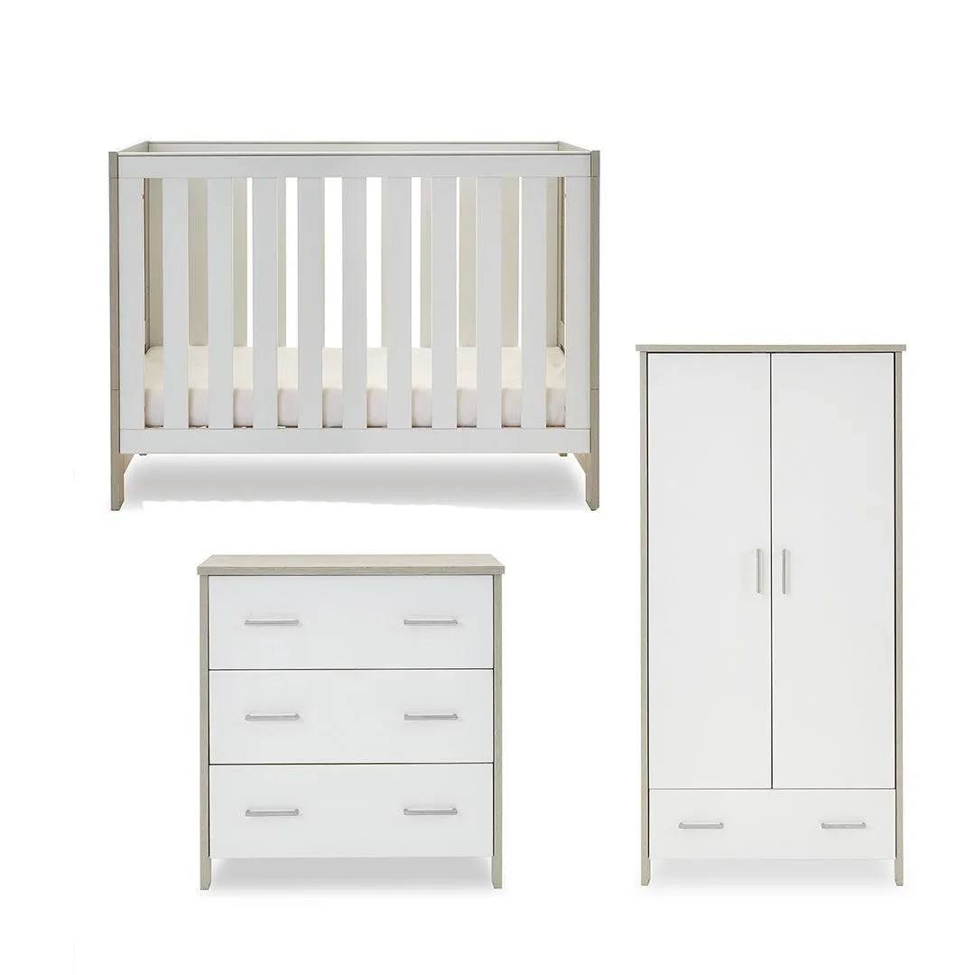 Obaby Nika Mini 3 Piece Room Set - Grey Wash   White