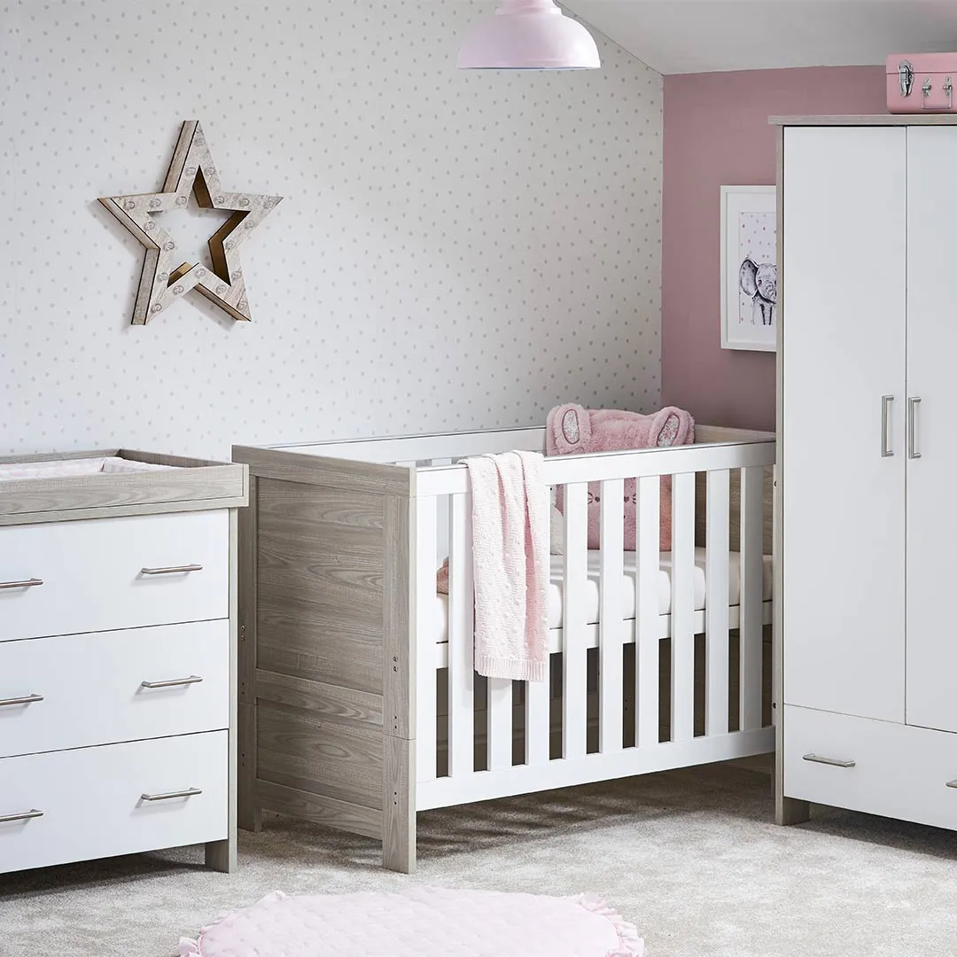 Obaby Nika Mini 3 Piece Room Set - Grey Wash   White