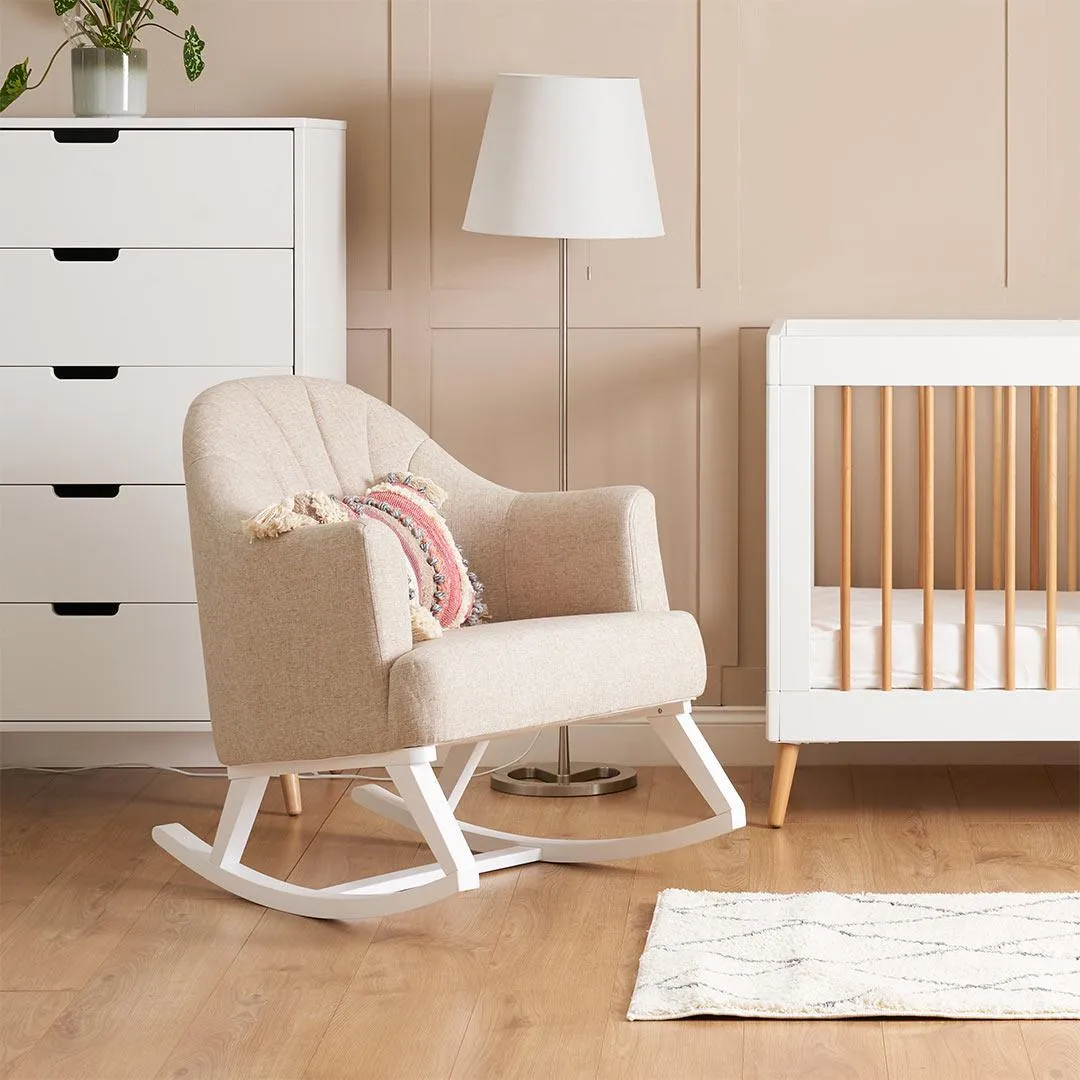 Obaby Round Back Rocking Chair - White   Oatmeal