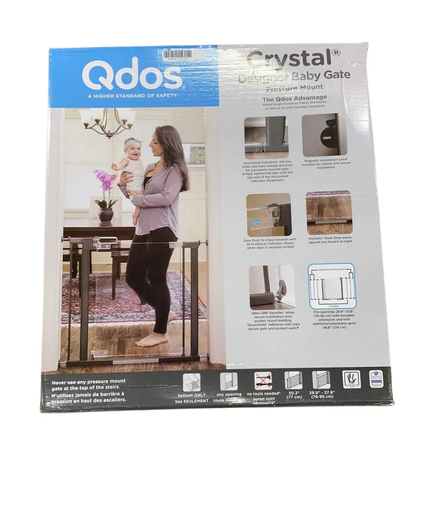 Qdos Crystal Designer Baby Safety Gate Pressure Mount, Slate
