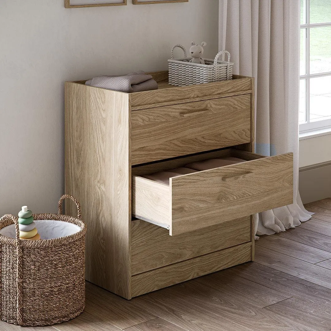 Silver Cross Geneva 2 Piece Nursery Set (Cot Bed & Dresser) - Oak