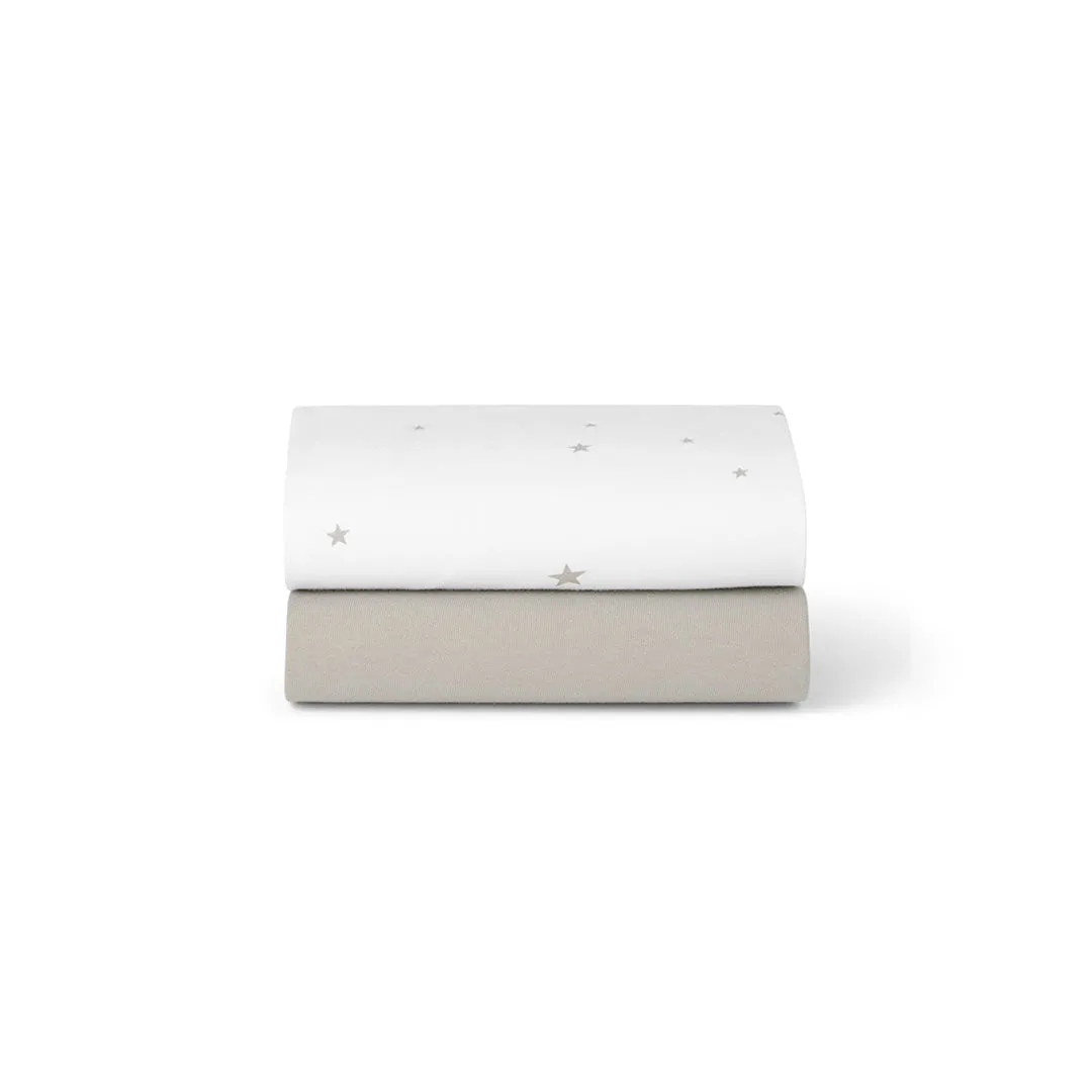 Snuz Twin Pack Crib Sheets - White Star