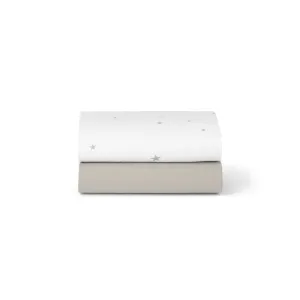 Snuz Twin Pack Crib Sheets - White Star