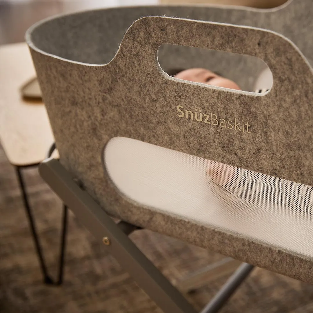 SnuzBaskit Moses Basket   Stand Set - Dove Grey/Dark Grey